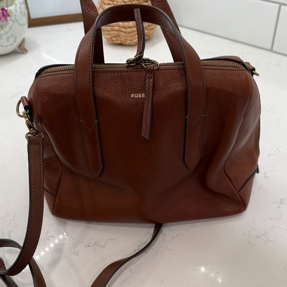 Fossil Handbags - Fossil Chestnut Leather Satchel